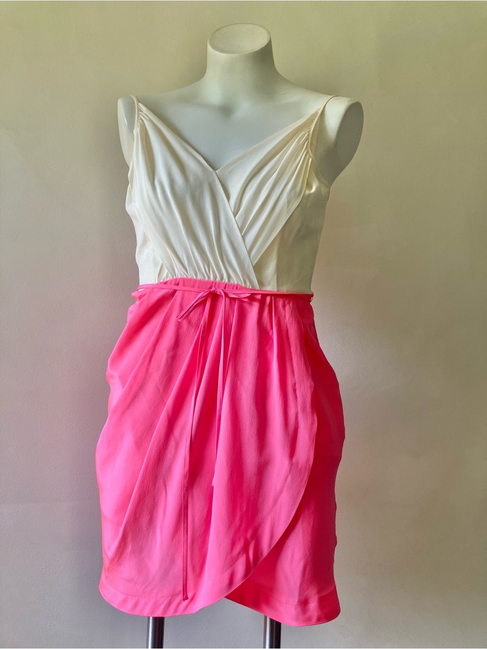 Yumi Kim | Vintage Two Tone Colorblock 90s Silk Mini Dress